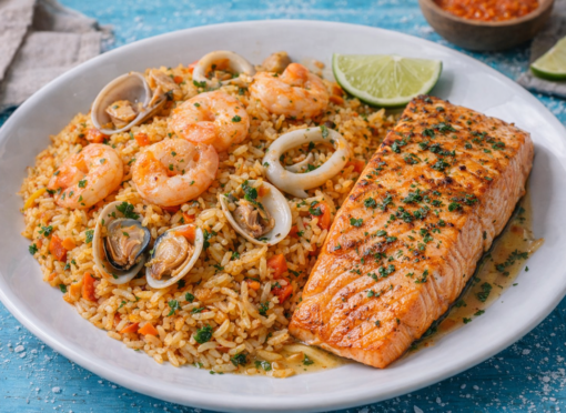 Mixto de arroz marinero y salmon