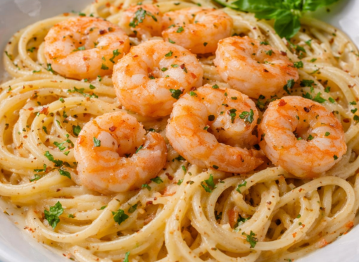 Espaguetis con camarones
